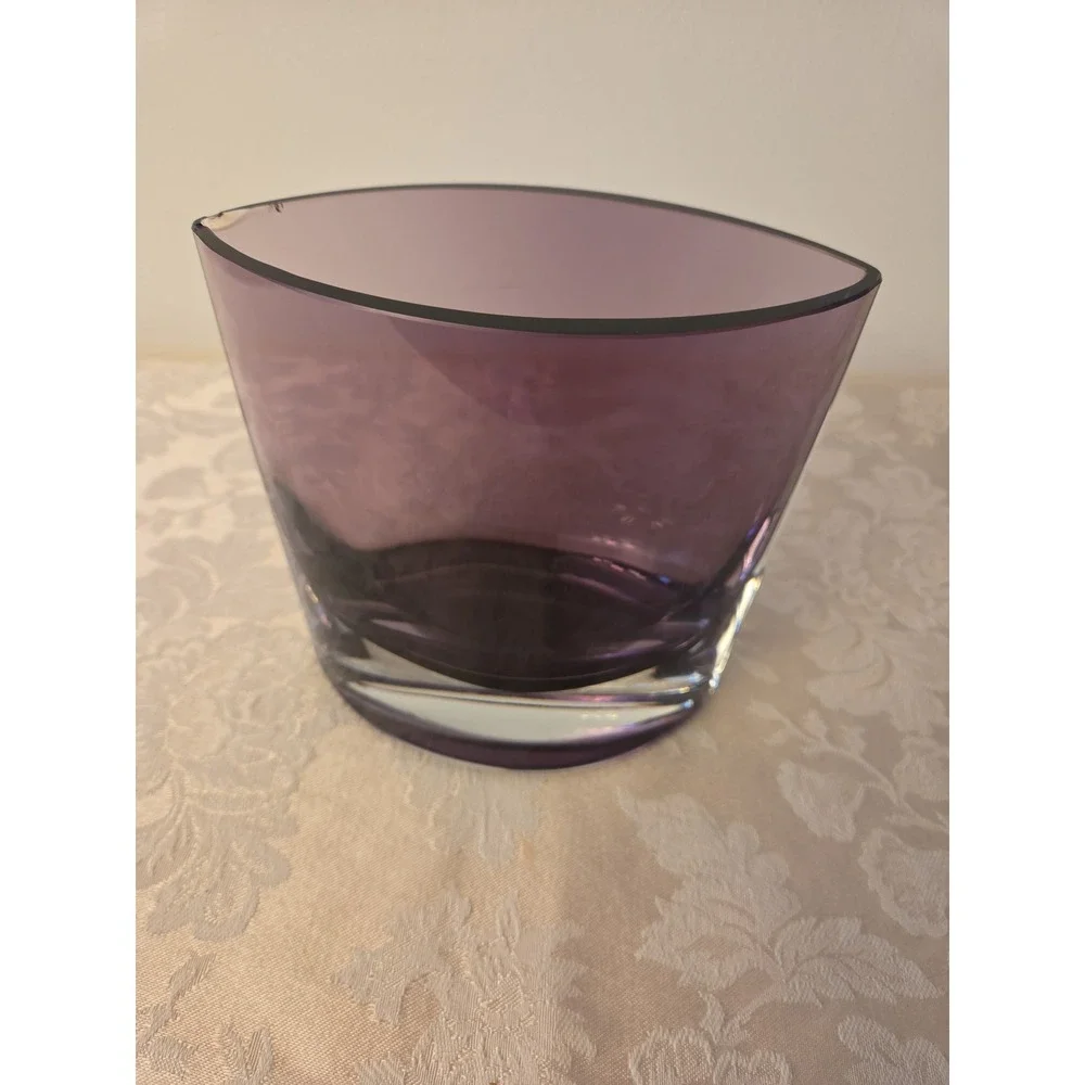 Purple Glass Vase Modern Sculptural Contemporary Home Decor Accent